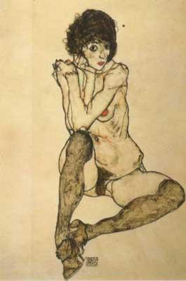 Egon Schiele Seated Female Nude,Elbows Resting on Right Knee (mk12) Sweden oil painting art